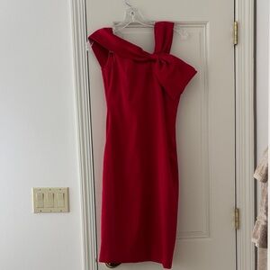Badgley Mischka One Shoulder Red Dress